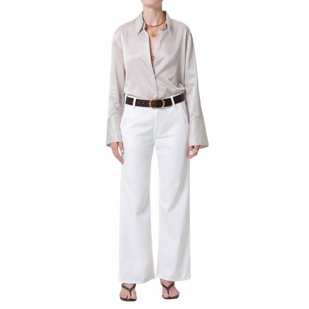 Citizens Of Humanity White Wide-Leg Trousers with Belt